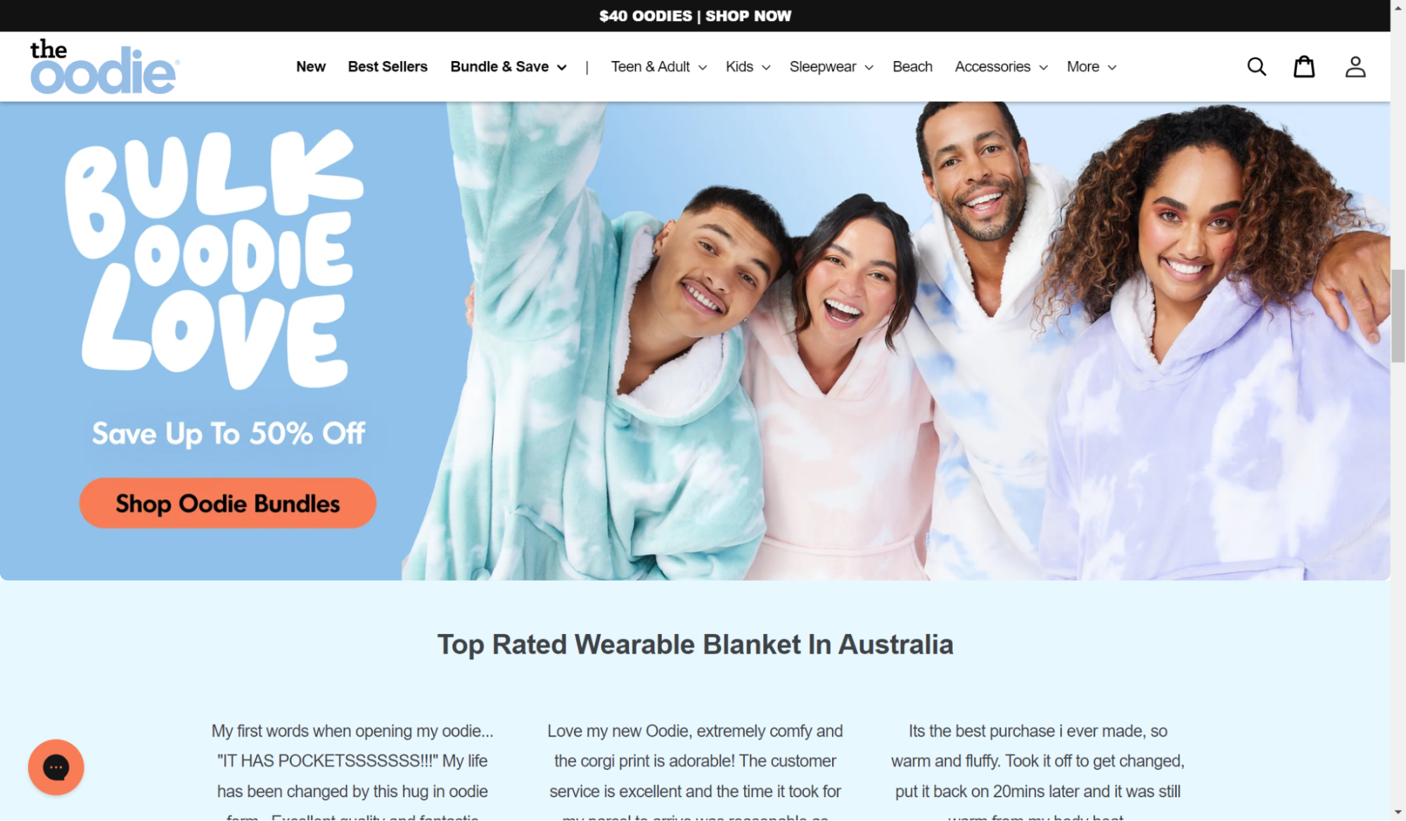 Oodie hero page Amazing Shopify Tips